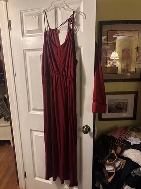 LOFT Women’s Burgundy Maxi Dress with Adjustable Straps